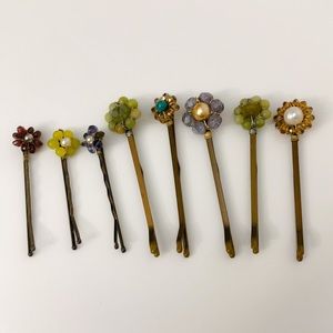Beaded flower hair pins